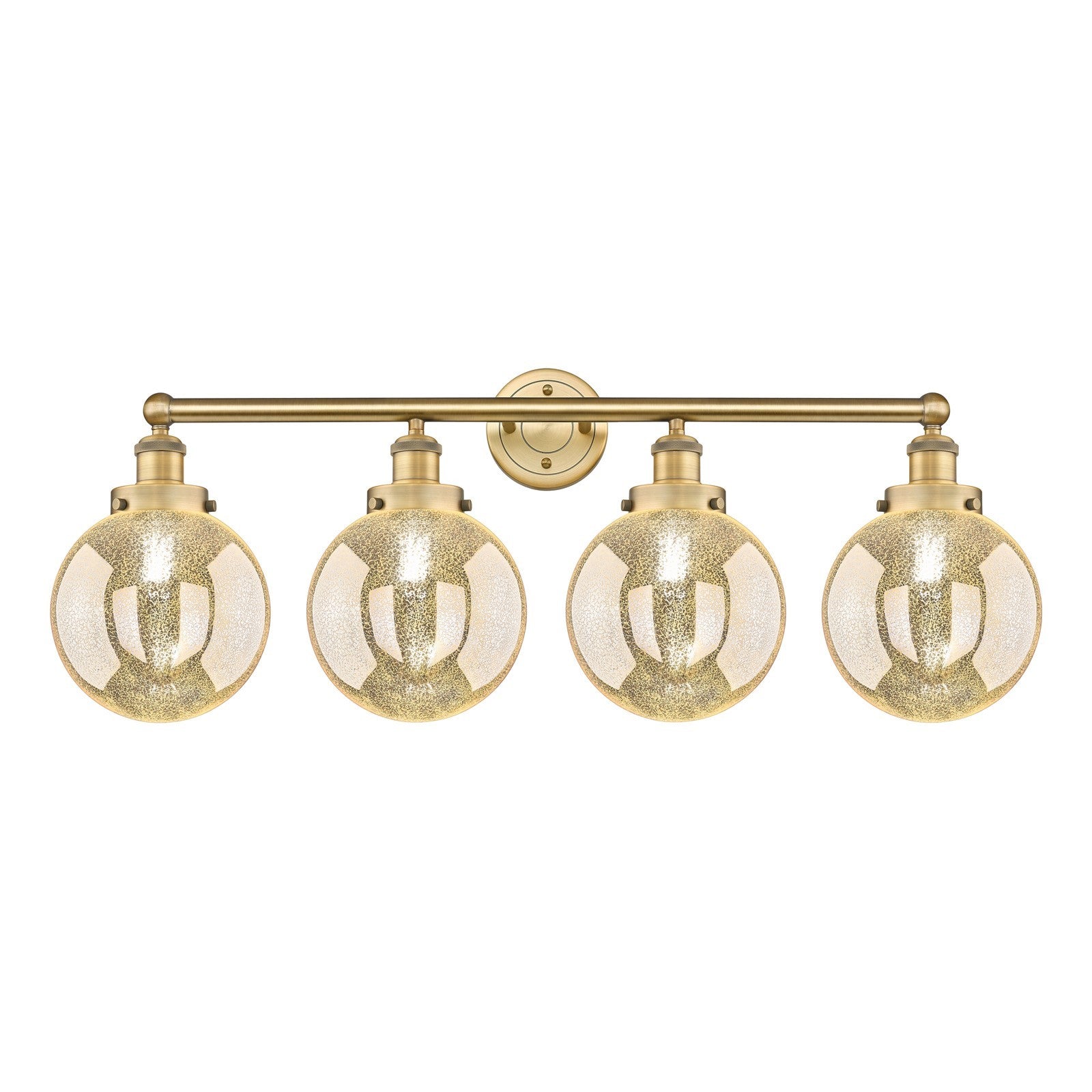 Innovations Beacon 35in 4-Light Bath Vanity Light | Industrial Brushed Brass Steel and Mercury Glass | Bathroom Vanity | 35 x | Model 616-4W-BB-G208-8
