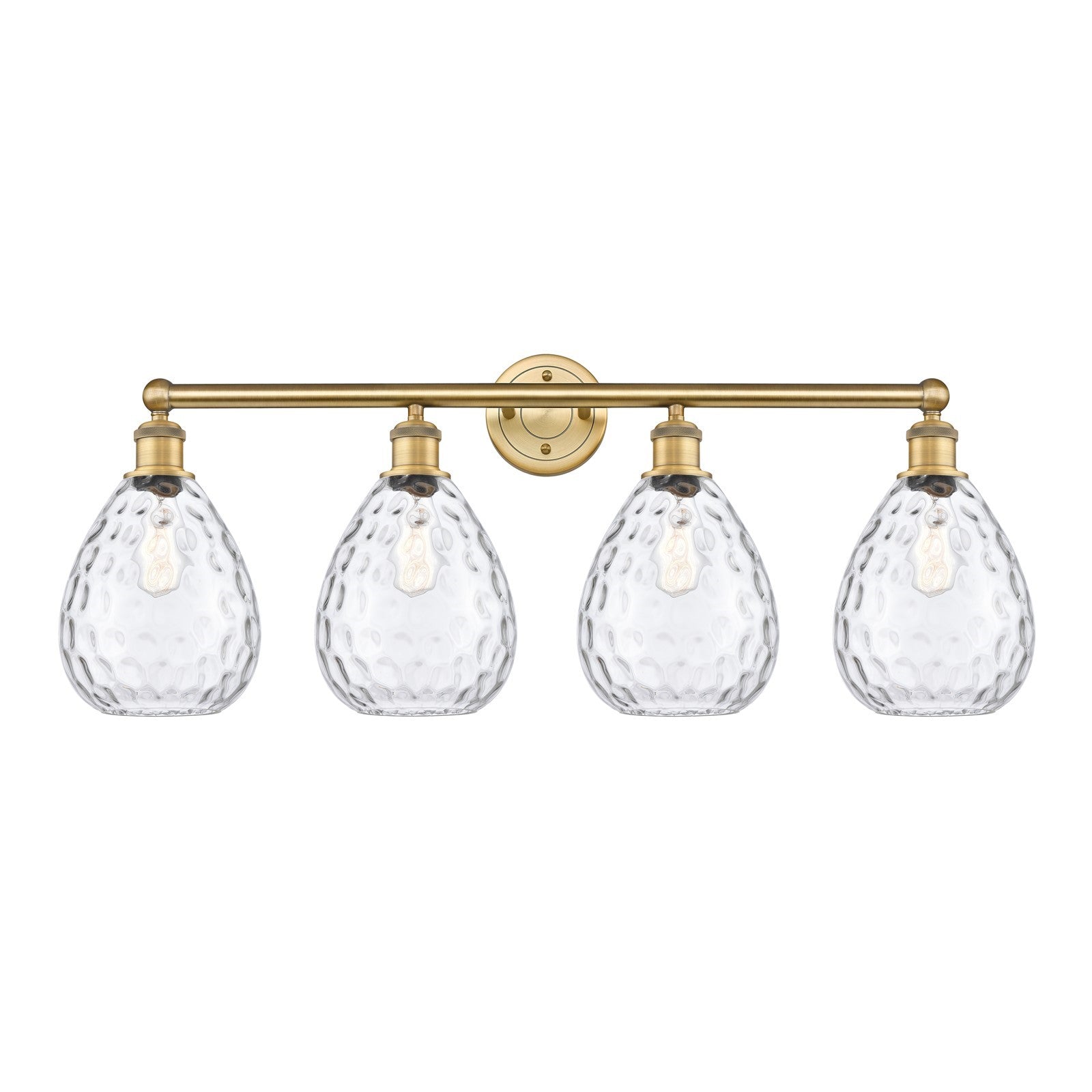 Innovations Waverly 35in 4-Light Bath Vanity Light | Industrial Brushed Brass Steel and Clear Glass | Bathroom Vanity & Powder Room | Model 616-4W-BB-G372