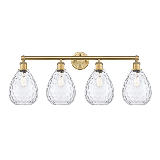 Innovations Waverly 35in 4-Light Bath Vanity Light | Industrial Brushed Brass Steel and Clear Glass | Bathroom Vanity & Powder Room | Model 616-4W-BB-G372