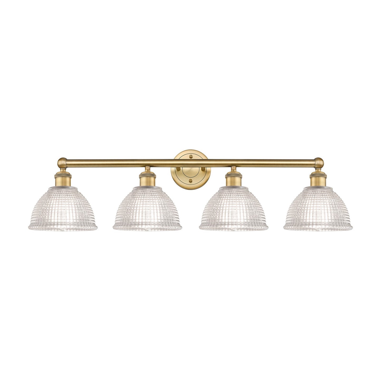 Innovations Arietta 35in 4-Light Bath Vanity Light | Industrial Brushed Brass Steel and Clear Glass | Bathroom Vanity & Powder Room | Model 616-4W-BB-G422