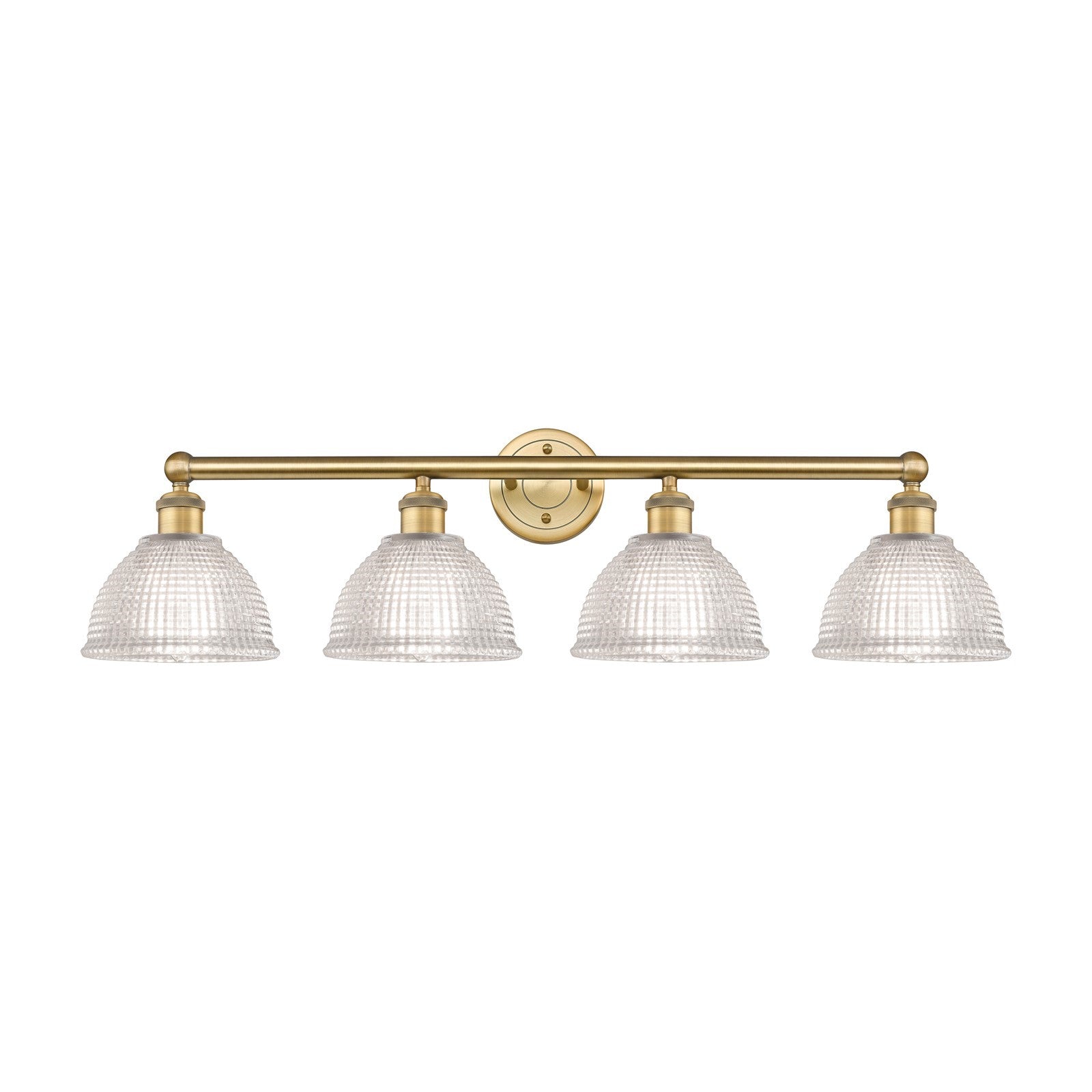 Innovations Arietta 35in 4-Light Bath Vanity Light | Industrial Brushed Brass Steel and Clear Glass | Bathroom Vanity & Powder Room | Model 616-4W-BB-G422
