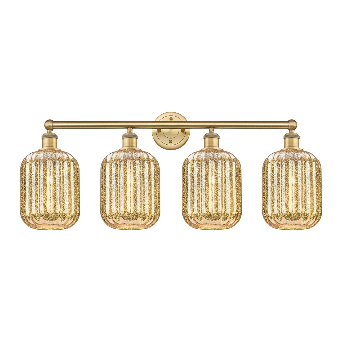 Innovations Preston Cylinder 34in 4-Light Bath Vanity | Industrial Brushed Brass and Mercury Glass | Bathroom Vanity | 33.75 x | Model 616-4W-BB-G460-7ME