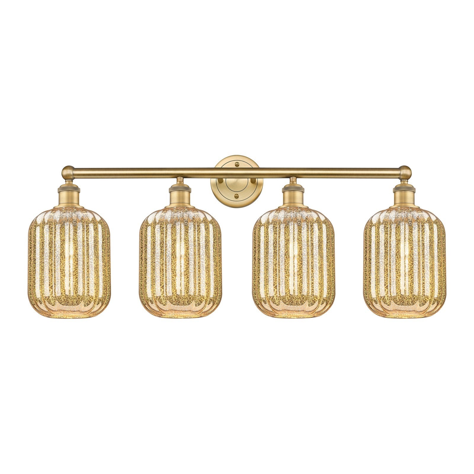 Innovations Preston Cylinder 34in 4-Light Bath Vanity | Industrial Brushed Brass and Mercury Glass | Bathroom Vanity | 33.75 x | Model 616-4W-BB-G460-7ME