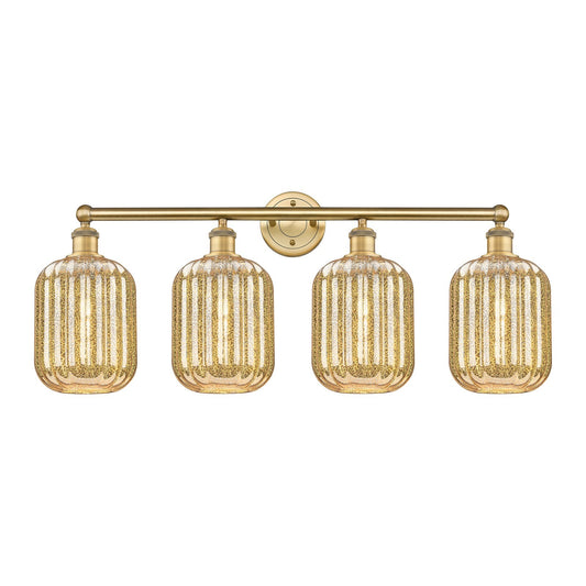 Innovations Preston Cylinder 34in 4-Light Bath Vanity | Industrial Brushed Brass and Mercury Glass | Bathroom Vanity | 33.75 x | Model 616-4W-BB-G460-7ME