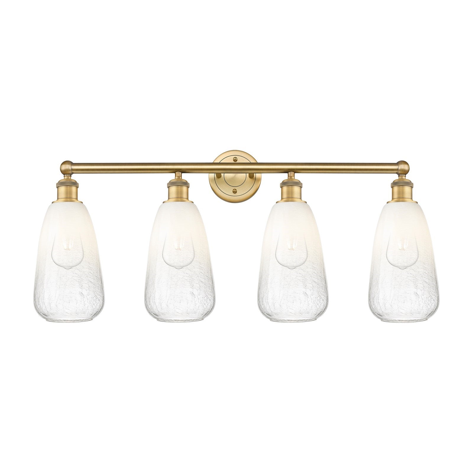 Innovations Brookhaven Almond 33in 4-Light Bath Vanity Light | Industrial Brushed Brass and Opal Glass | Bathroom Vanity | 33 x | Model 616-4W-BB-G480-6OP