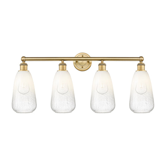 Innovations Brookhaven Almond 33in 4-Light Bath Vanity Light | Industrial Brushed Brass and Opal Glass | Bathroom Vanity | 33 x | Model 616-4W-BB-G480-6OP