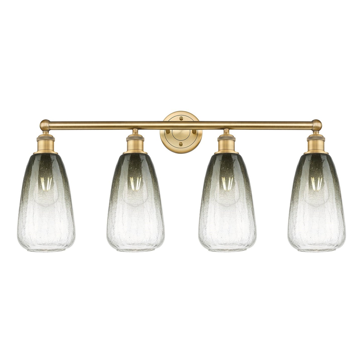 Innovations Brookhaven Almond 33in 4-Light Bath Vanity Light | Industrial Brushed Brass and Slate Glass | Bathroom Vanity | 33 | Model 616-4W-BB-G480-6SL