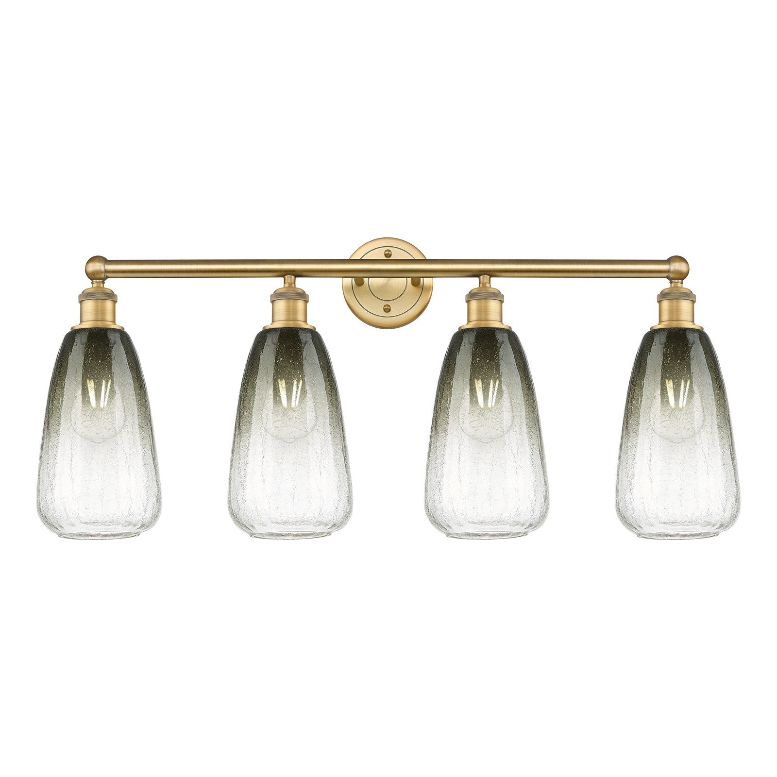 Innovations Brookhaven Almond 33in 4-Light Bath Vanity Light | Industrial Brushed Brass and Slate Glass | Bathroom Vanity | 33 | Model 616-4W-BB-G480-6SL
