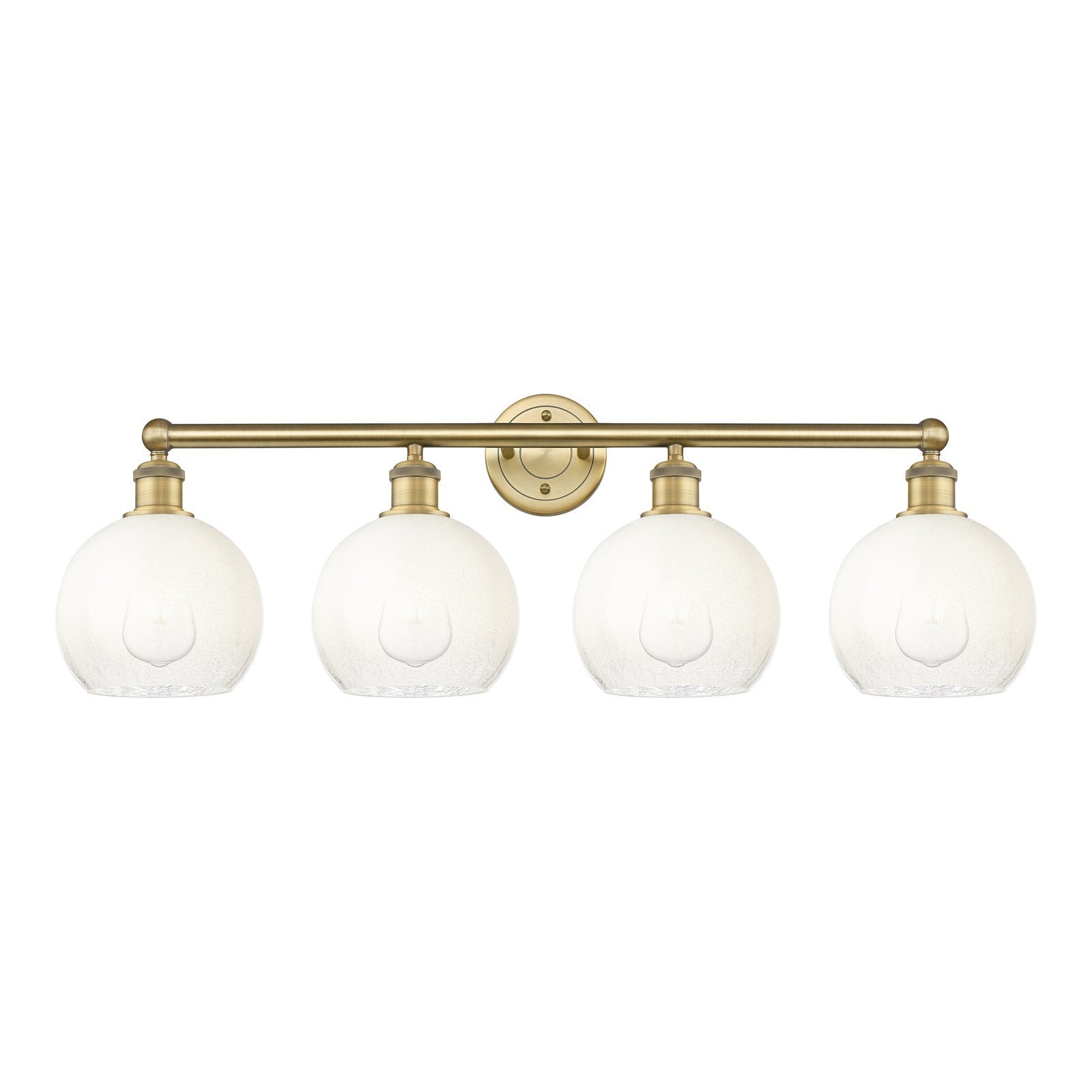 Innovations Brookhaven Globe 35in 4-Light Bath Vanity Light | Industrial Brushed Brass and Opal Glass | Bathroom Vanity & | Model 616-4W-BB-G483-8OP
