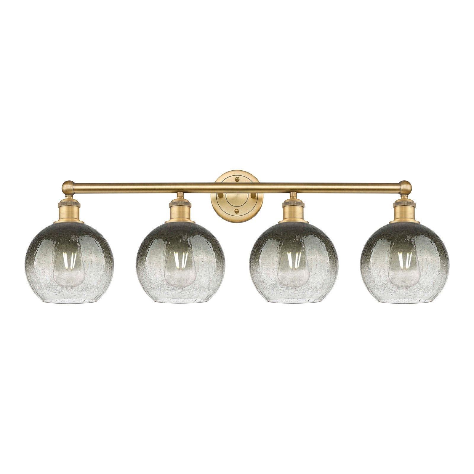 Innovations Brookhaven Globe 35in 4-Light Bath Vanity Light | Industrial Brushed Brass Steel and Slate Glass | Bathroom Vanity | Model 616-4W-BB-G483-8SL