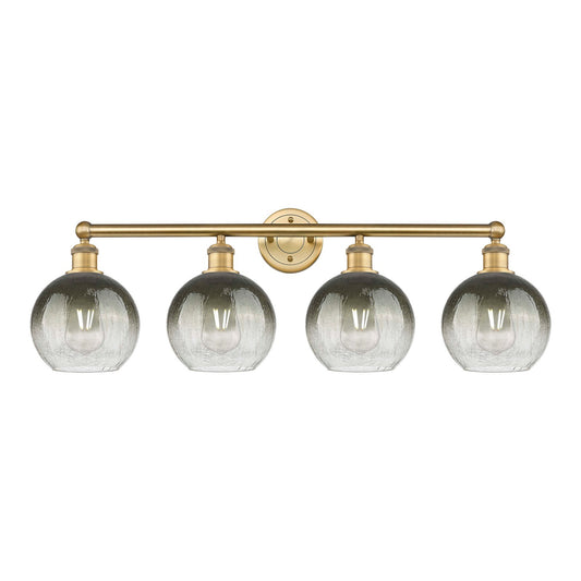 Innovations Brookhaven Globe 35in 4-Light Bath Vanity Light | Industrial Brushed Brass Steel and Slate Glass | Bathroom Vanity | Model 616-4W-BB-G483-8SL