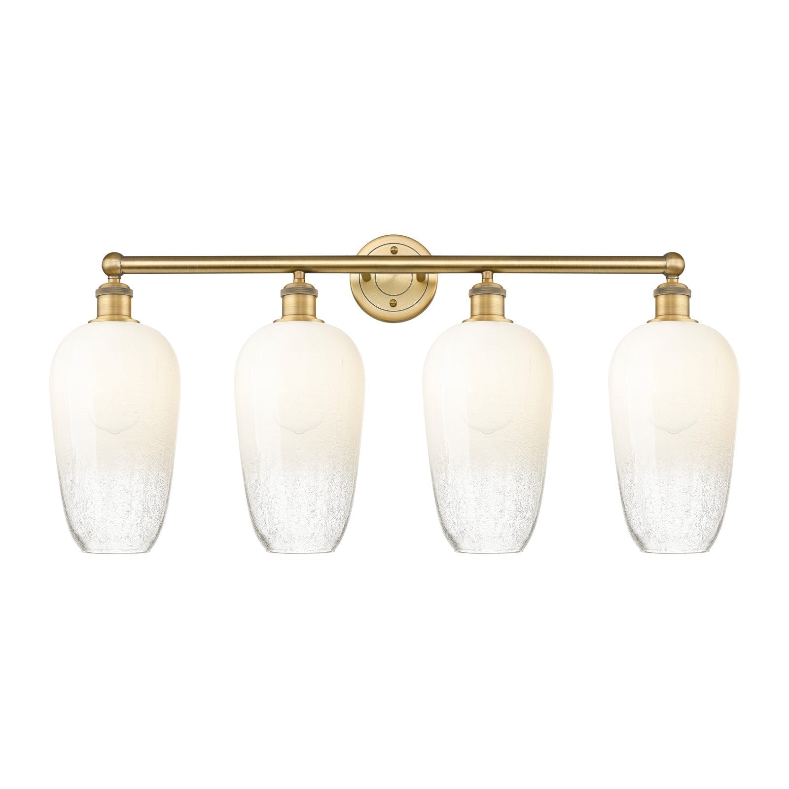 Innovations Brookhaven Flute 34in 4-Light Bath Vanity | Industrial Brushed Brass Steel and Opal Glass | Bathroom Vanity | 34 x | Model 616-4W-BB-G484-7OP