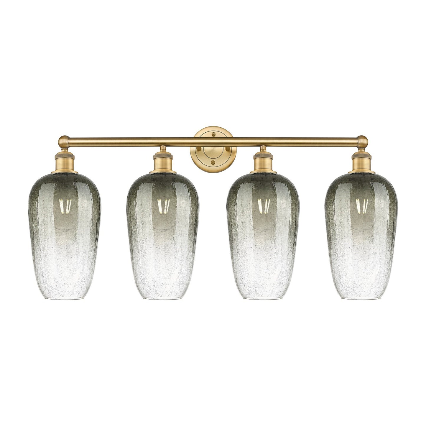 Innovations Brookhaven Flute 34in 4-Light Bath Vanity Light | Industrial Brushed Brass and Slate Glass | Bathroom Vanity | 34 x | Model 616-4W-BB-G484-7SL