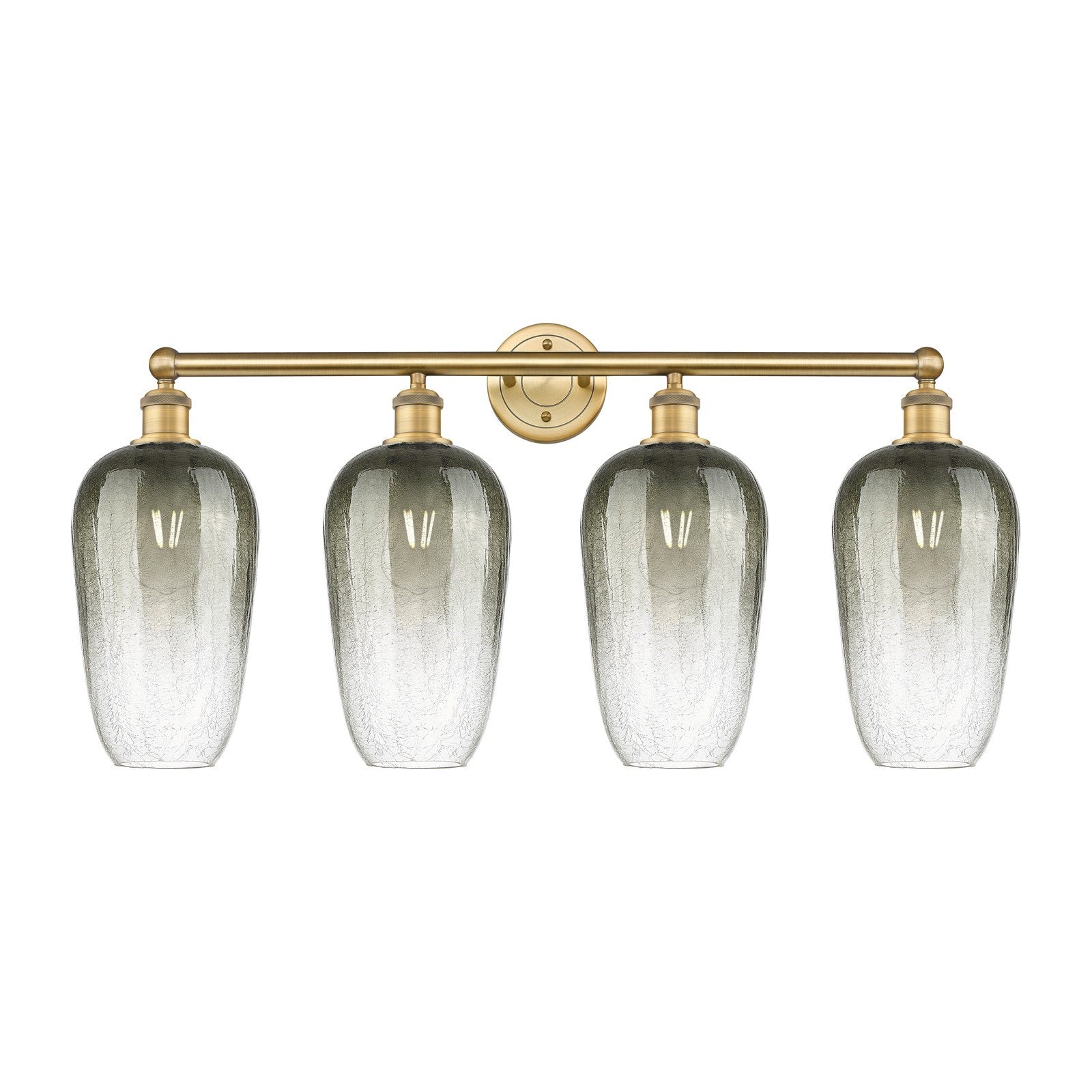 Innovations Brookhaven Flute 34in 4-Light Bath Vanity Light | Industrial Brushed Brass and Slate Glass | Bathroom Vanity | 34 x | Model 616-4W-BB-G484-7SL