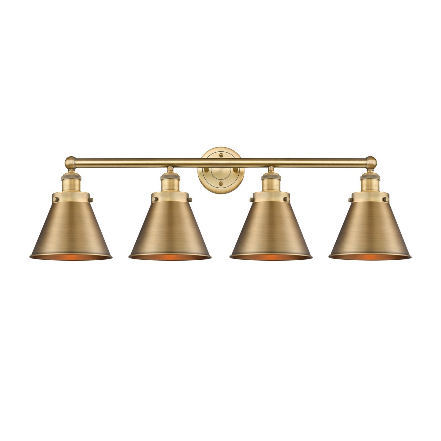 Innovations Appalachian 35in 4-Light Bath Vanity | Industrial Brushed Brass Steel and Brushed Brass Metal Shades | Bathroom | Model 616-4W-BB-M13-BB