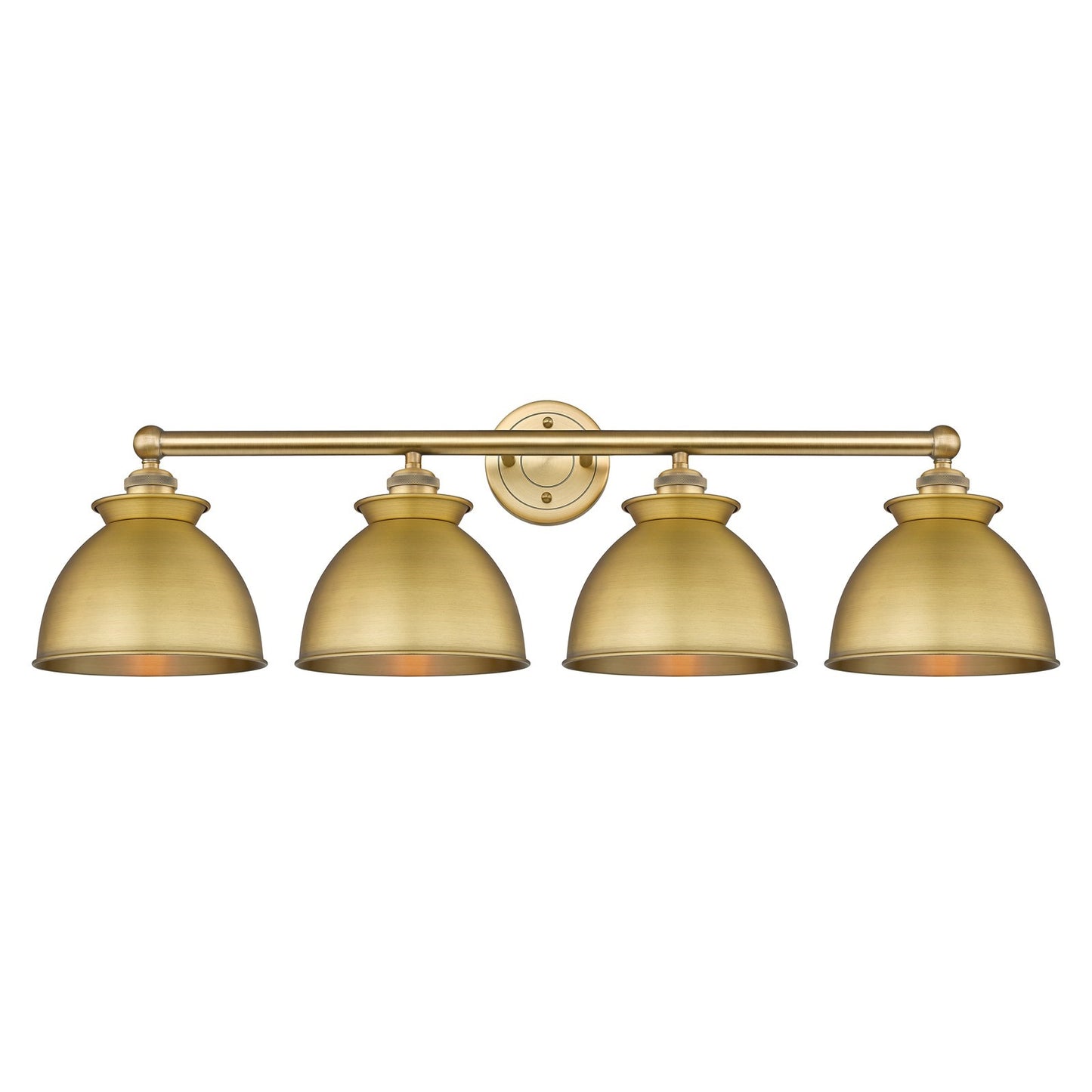 Innovations Adirondack 35in 4-Light Bath Vanity | Industrial Farmhouse Brushed Brass Steel and Metal Shade | Bathroom Vanity | Model 616-4W-BB-M14-BB