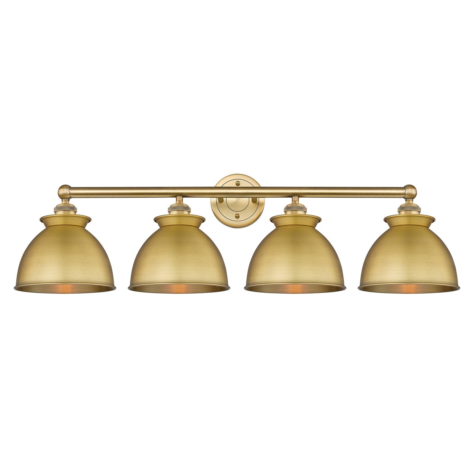 Innovations Adirondack 35in 4-Light Bath Vanity | Industrial Farmhouse Brushed Brass Steel and Metal Shade | Bathroom Vanity | Model 616-4W-BB-M14-BB