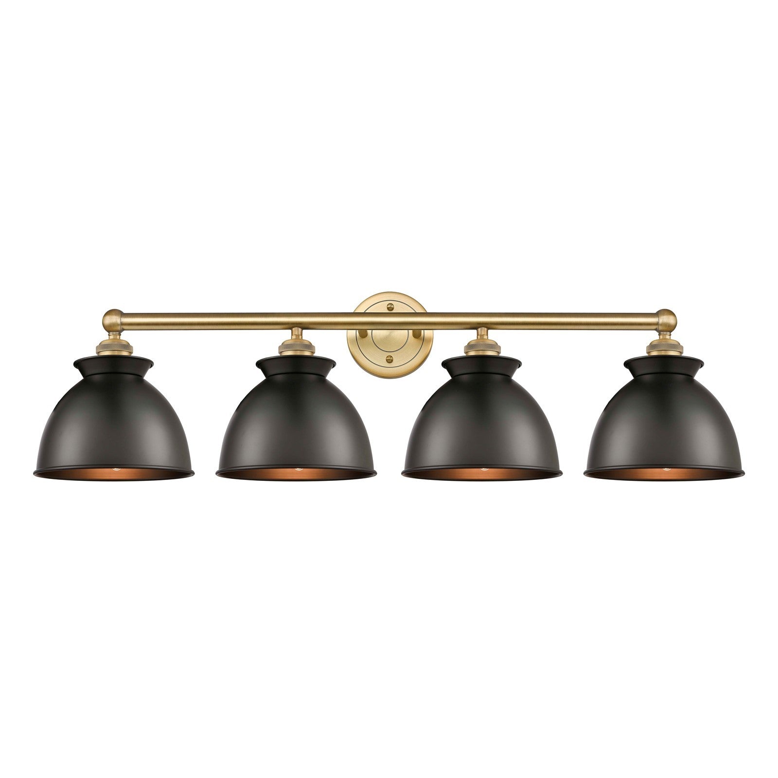 Innovations Adirondack 35in 4-Light Bath Vanity | Industrial Farmhouse Brushed Brass and Matte Black Metal | Bathroom Vanity | Model 616-4W-BB-M14-BK