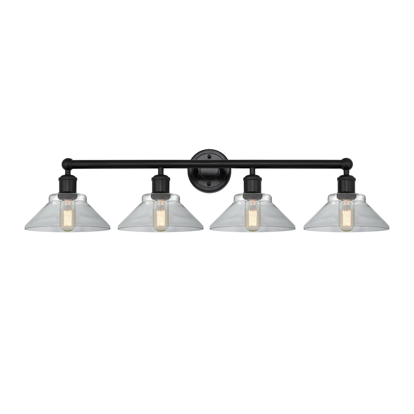Innovations Orwell 35in 4-Light Bath Vanity Light | Industrial Matte Black Steel and Clear Glass | Bathroom Vanity | 35.38 x 9.25 x | Model 616-4W-BK-G132
