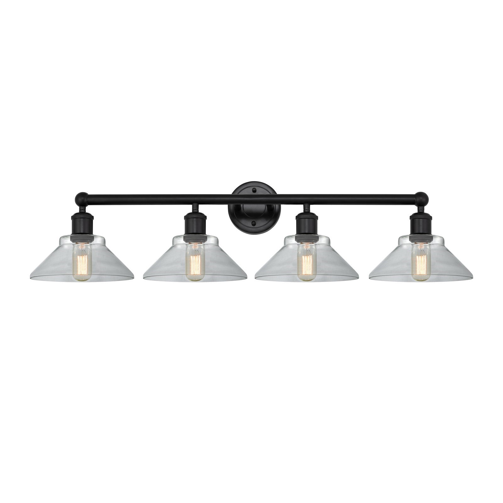 Innovations Orwell 35in 4-Light Bath Vanity Light | Industrial Matte Black Steel and Clear Glass | Bathroom Vanity | 35.38 x 9.25 x | Model 616-4W-BK-G132