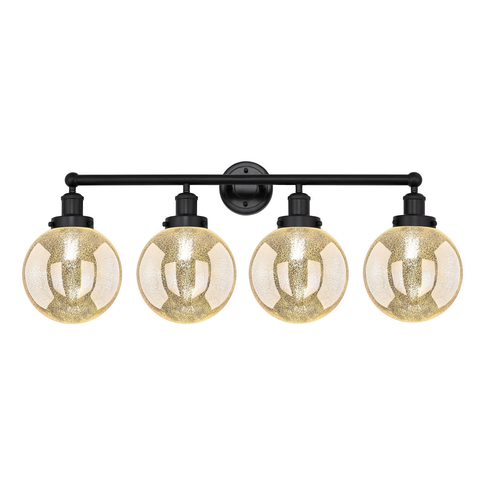 Innovations Beacon 35in 4-Light Bath Vanity Light | Industrial Matte Black Steel and Mercury Glass | Bathroom Vanity | 35 x 13.62 | Model 616-4W-BK-G208-8