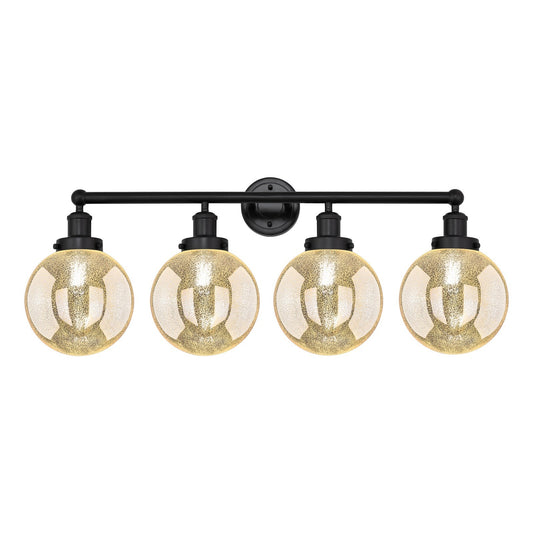 Innovations Beacon 35in 4-Light Bath Vanity Light | Industrial Matte Black Steel and Mercury Glass | Bathroom Vanity | 35 x 13.62 | Model 616-4W-BK-G208-8