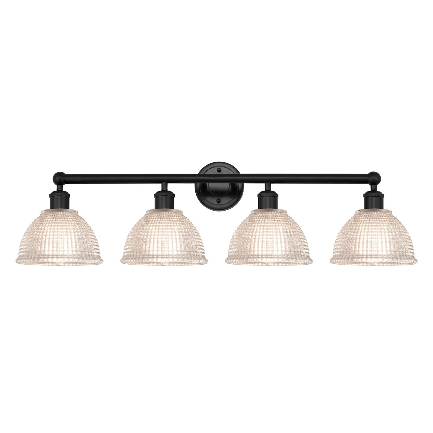 Innovations Arietta 35in 4-Light Bath Vanity Light | Industrial Matte Black Steel and Clear Glass | Bathroom Vanity | 35 x 10.25 x | Model 616-4W-BK-G422