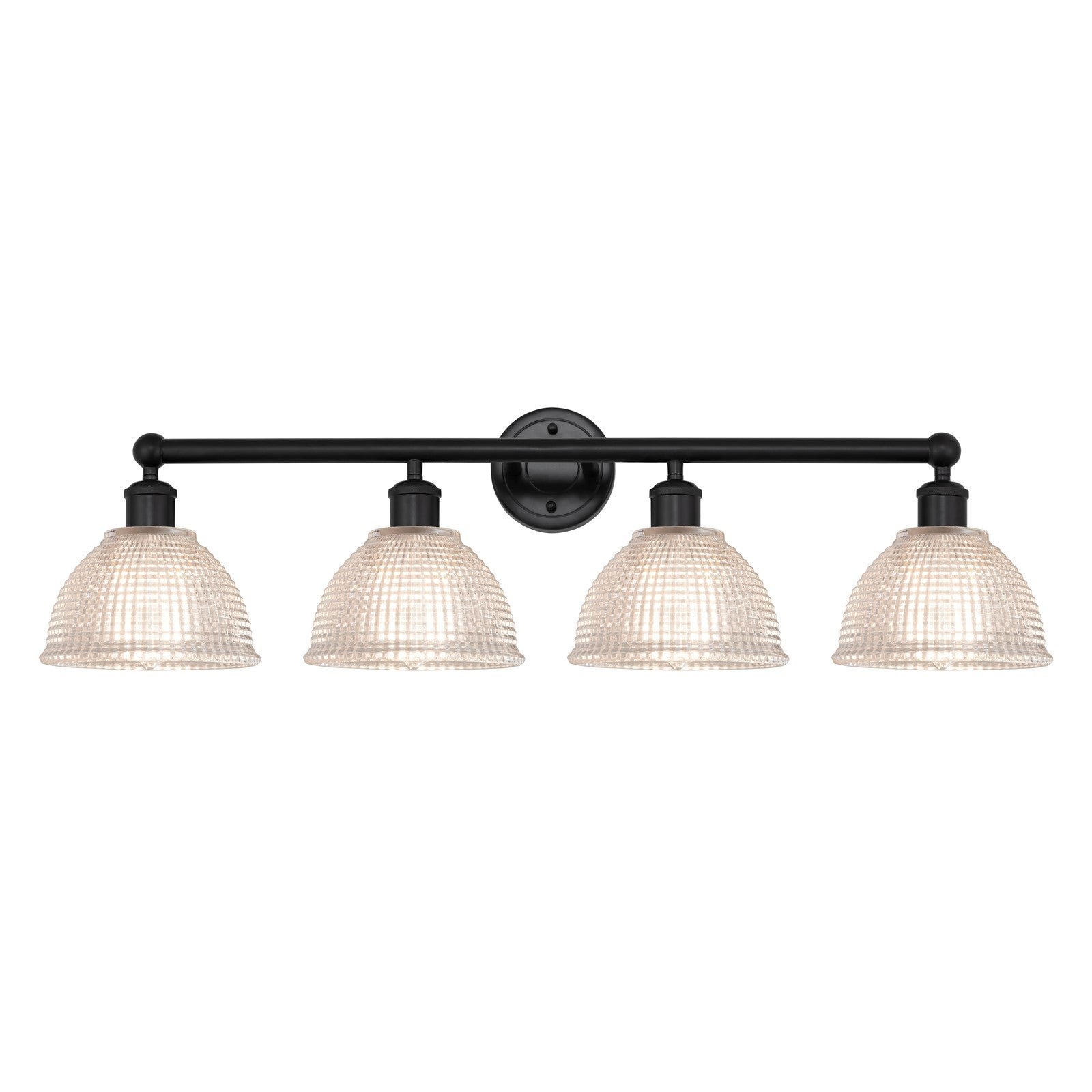 Innovations Arietta 35in 4-Light Bath Vanity Light | Industrial Matte Black Steel and Clear Glass | Bathroom Vanity | 35 x 10.25 x | Model 616-4W-BK-G422