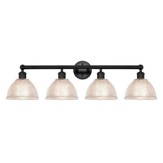 Innovations Arietta 35in 4-Light Bath Vanity Light | Industrial Matte Black Steel and Clear Glass | Bathroom Vanity | 35 x 10.25 x | Model 616-4W-BK-G422