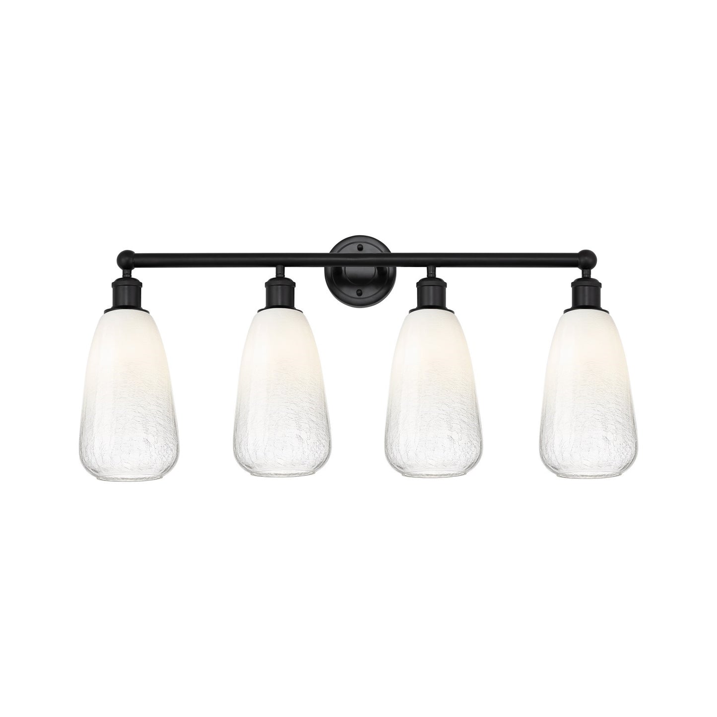 Innovations Brookhaven Almond 33in 4-Light Bath Vanity | Industrial Modern Matte Black Steel and Opal Glass | Bathroom Vanity | Model 616-4W-BK-G480-6OP