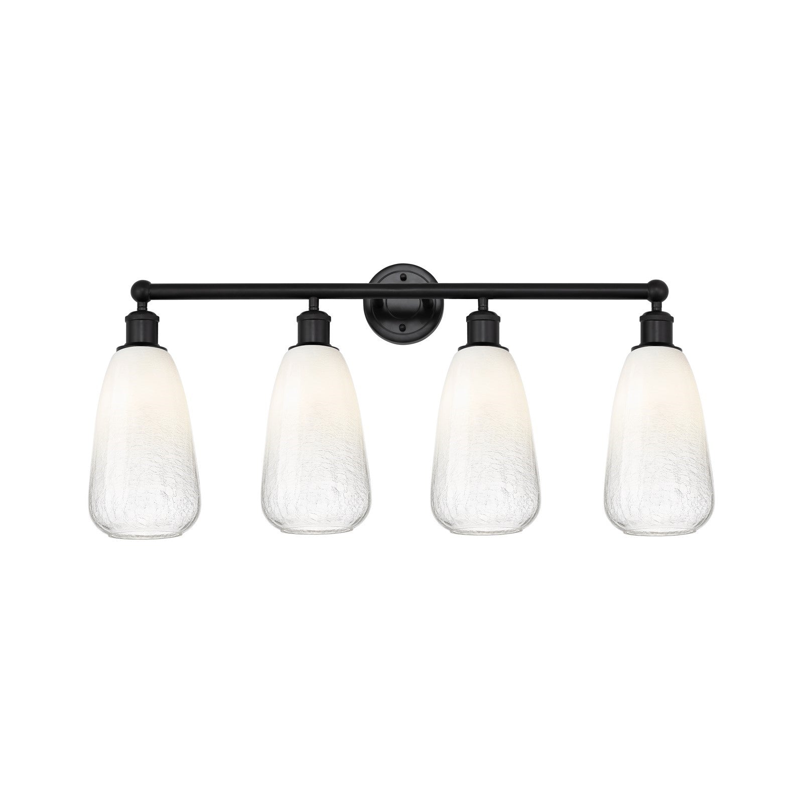 Innovations Brookhaven Almond 33in 4-Light Bath Vanity | Industrial Modern Matte Black Steel and Opal Glass | Bathroom Vanity | Model 616-4W-BK-G480-6OP