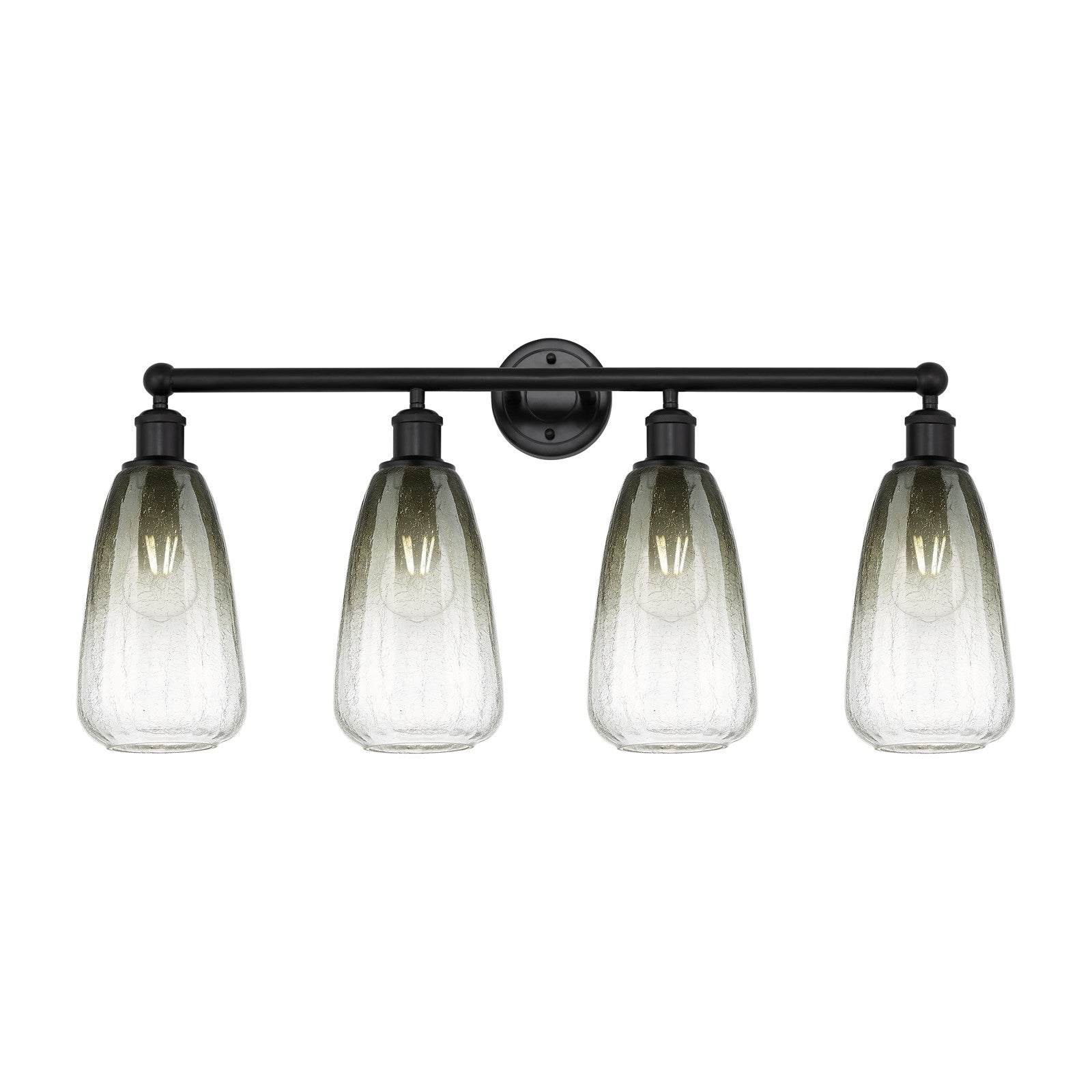 Innovations Brookhaven Almond 33in 4-Light Bath Vanity Light | Industrial Matte Black Steel and Slate Glass | Damp Rated | Model 616-4W-BK-G480-6SL