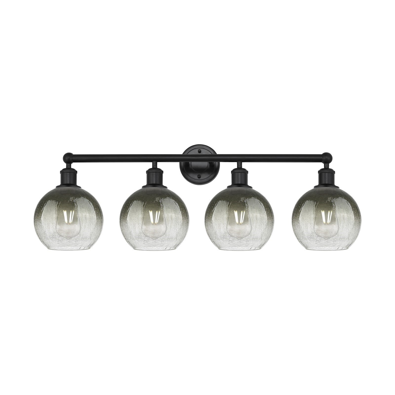 Innovations Brookhaven Globe 35in 4-Light Bath Vanity | Industrial Matte Black Steel and Slate Glass | Bathroom & Powder Room | Model 616-4W-BK-G483-8SL
