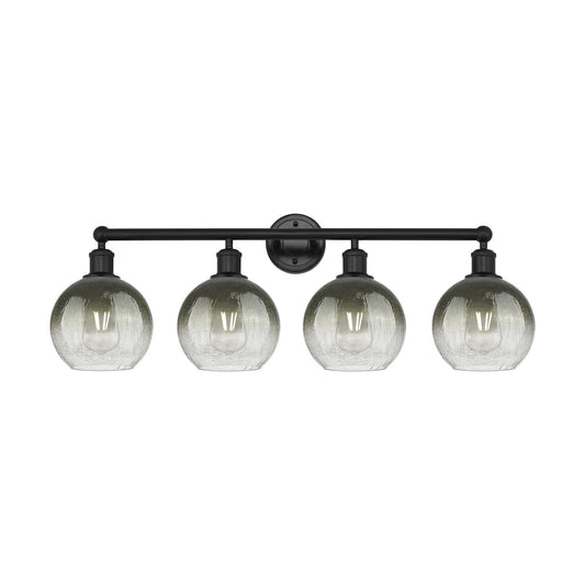 Innovations Brookhaven Globe 35in 4-Light Bath Vanity | Industrial Matte Black Steel and Slate Glass | Bathroom & Powder Room | Model 616-4W-BK-G483-8SL