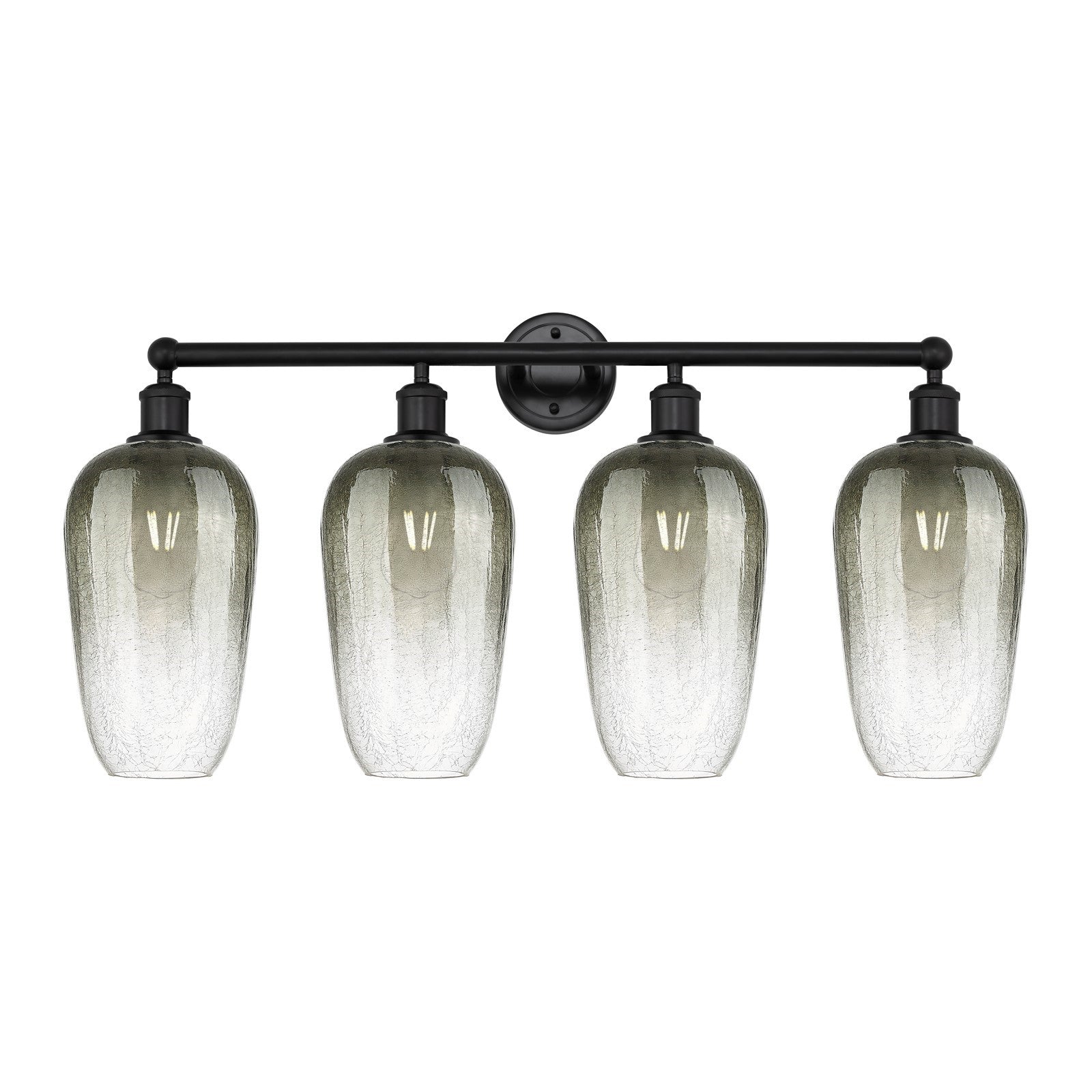 Innovations Brookhaven Flute 34in 4-Light Bath Vanity | Industrial Matte Black Steel and Cast Brass with Slate Glass Shades | Model 616-4W-BK-G484-7SL