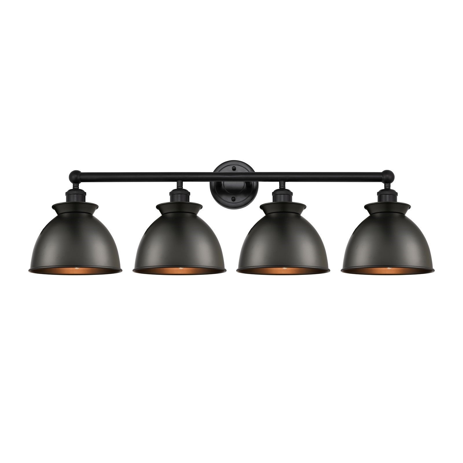 Innovations Adirondack 35in 4-Light Bath Vanity Light | Industrial Farmhouse Matte Black Steel and Cast Brass with Matte Black | Model 616-4W-BK-M14-BK