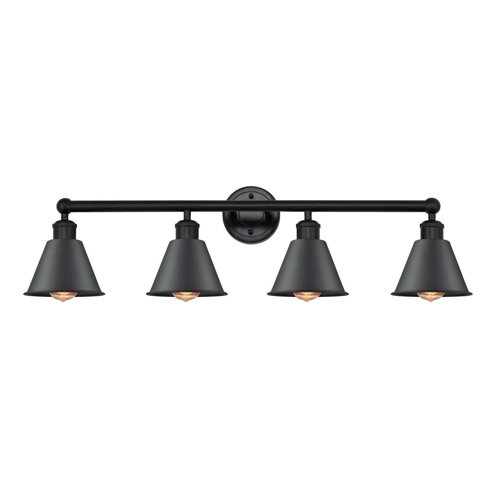Innovations Smithfield 34in 4-Light Bath Vanity Light | Industrial Farmhouse Matte Black Steel and Cast Brass with Matte Black | Model 616-4W-BK-M8-BK
