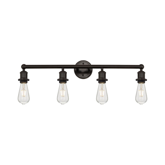 Innovations Edison 30in 4-Light Bath Vanity Light | Industrial Oil Rubbed Bronze Steel and Vintage Bulbs | Bathroom Vanity | 30.38 x | Model 616-4W-OB
