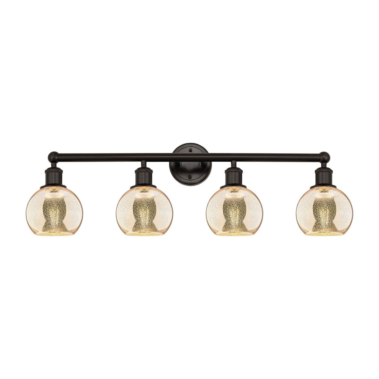 Innovations Athens 33in 4-Light Bath Vanity | Industrial Oil Rubbed Bronze Steel and Mercury Glass | Bathroom Vanity Light | Model 616-4W-OB-G128-6