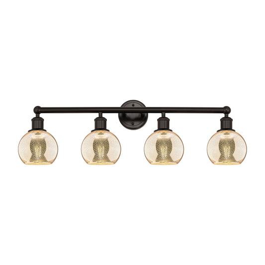 Innovations Athens 33in 4-Light Bath Vanity | Industrial Oil Rubbed Bronze Steel and Mercury Glass | Bathroom Vanity Light | Model 616-4W-OB-G128-6