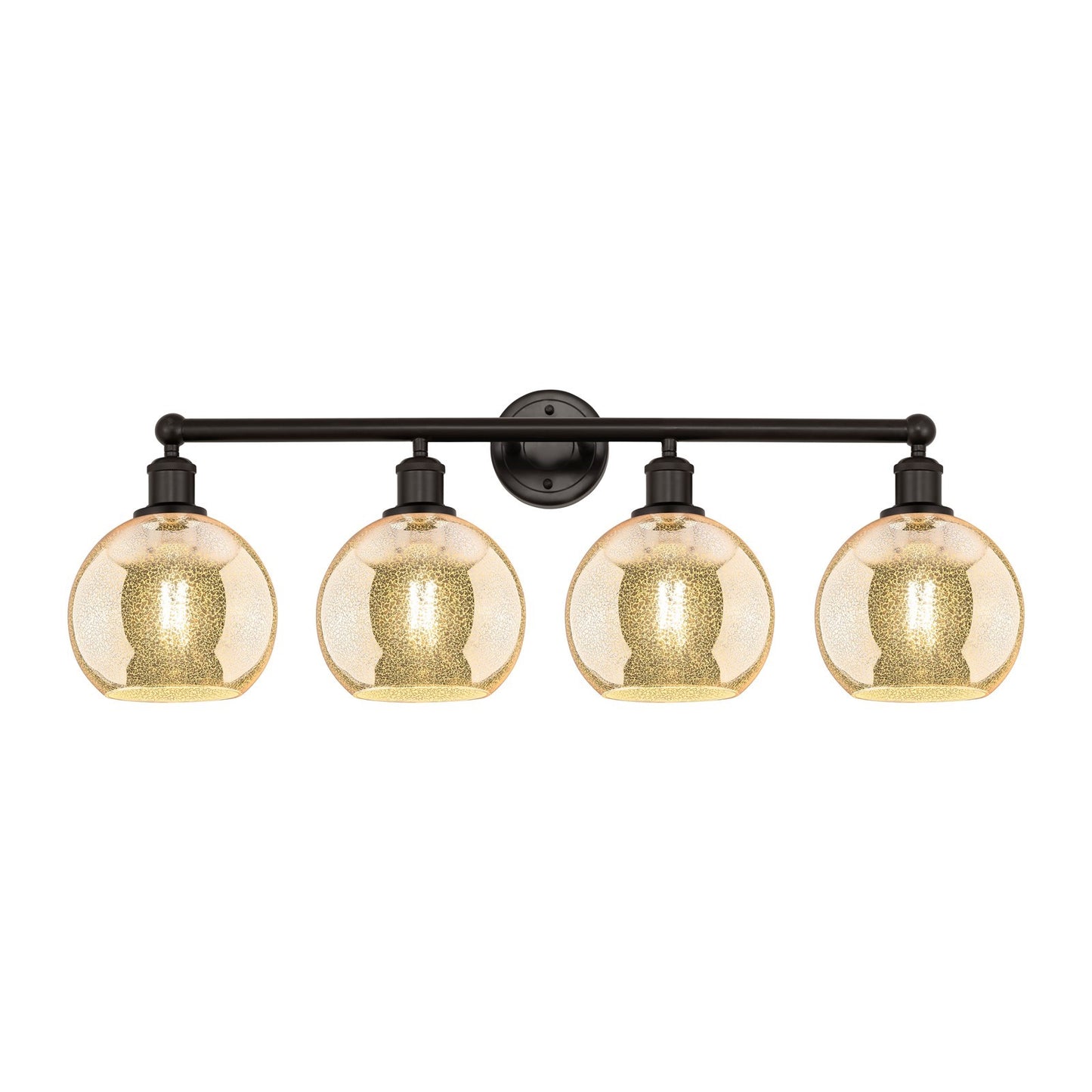 Innovations Athens 35in 4-Light Bath Vanity Light | Industrial Oil Rubbed Bronze Steel and Mercury Glass | Bathroom Vanity & | Model 616-4W-OB-G128-8
