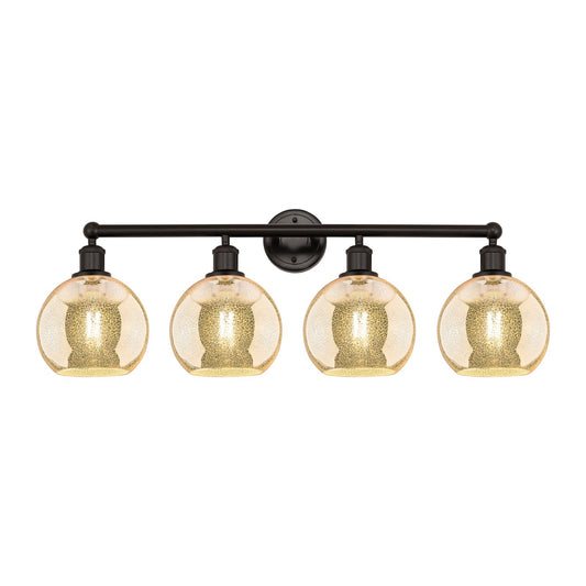 Innovations Athens 35in 4-Light Bath Vanity Light | Industrial Oil Rubbed Bronze Steel and Mercury Glass | Bathroom Vanity & | Model 616-4W-OB-G128-8