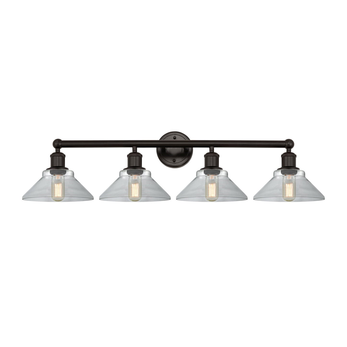 Innovations Orwell 35in 4-Light Bath Vanity Light | Industrial Oil Rubbed Bronze Steel and Clear Glass | Bathroom Vanity | 35.38 x | Model 616-4W-OB-G132