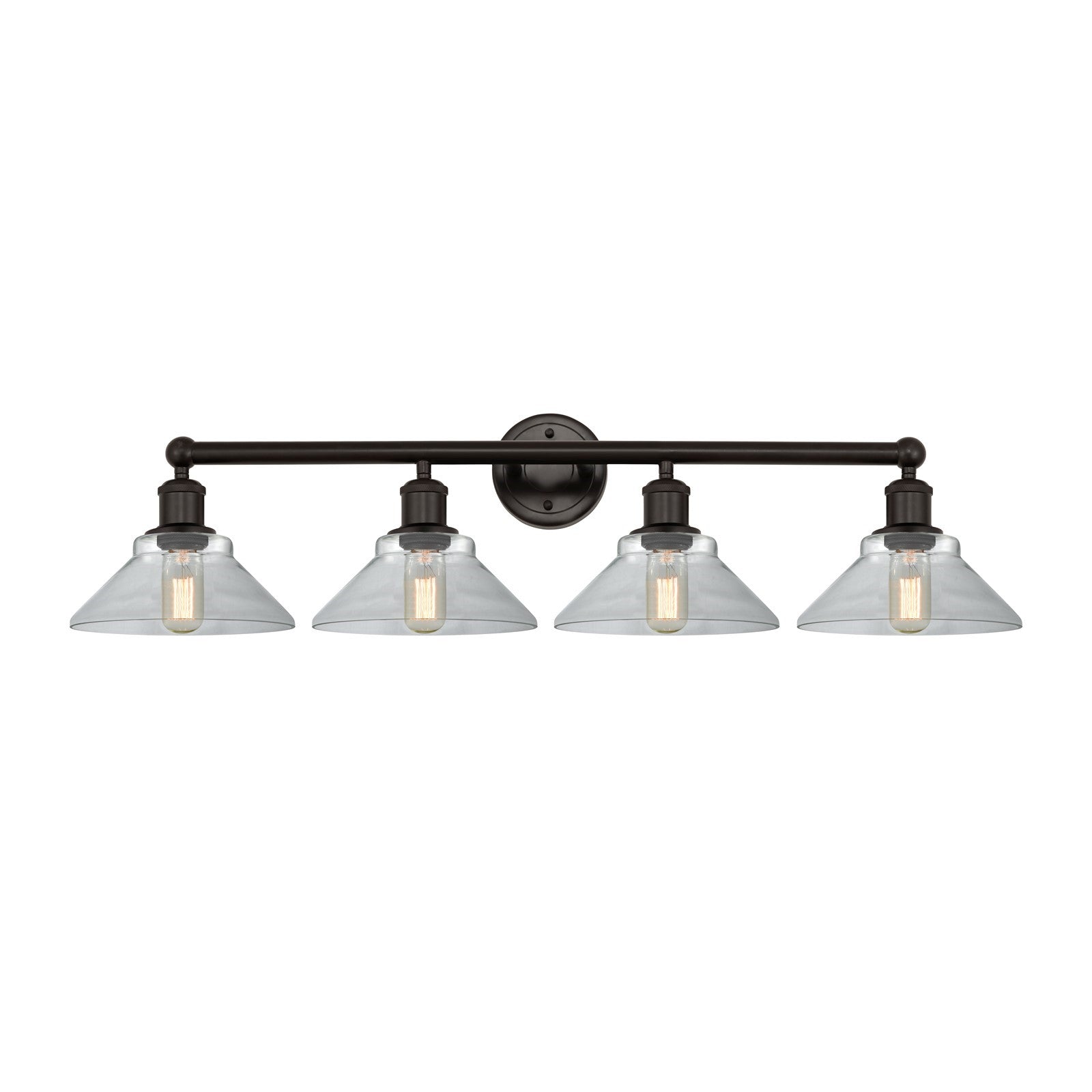 Innovations Orwell 35in 4-Light Bath Vanity Light | Industrial Oil Rubbed Bronze Steel and Clear Glass | Bathroom Vanity | 35.38 x | Model 616-4W-OB-G132