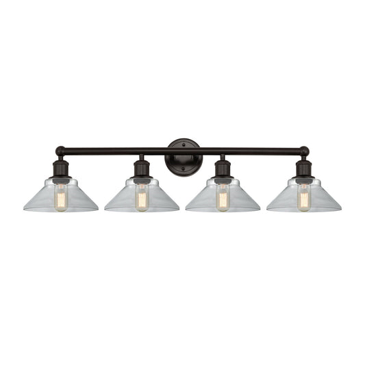 Innovations Orwell 35in 4-Light Bath Vanity Light | Industrial Oil Rubbed Bronze Steel and Clear Glass | Bathroom Vanity | 35.38 x | Model 616-4W-OB-G132