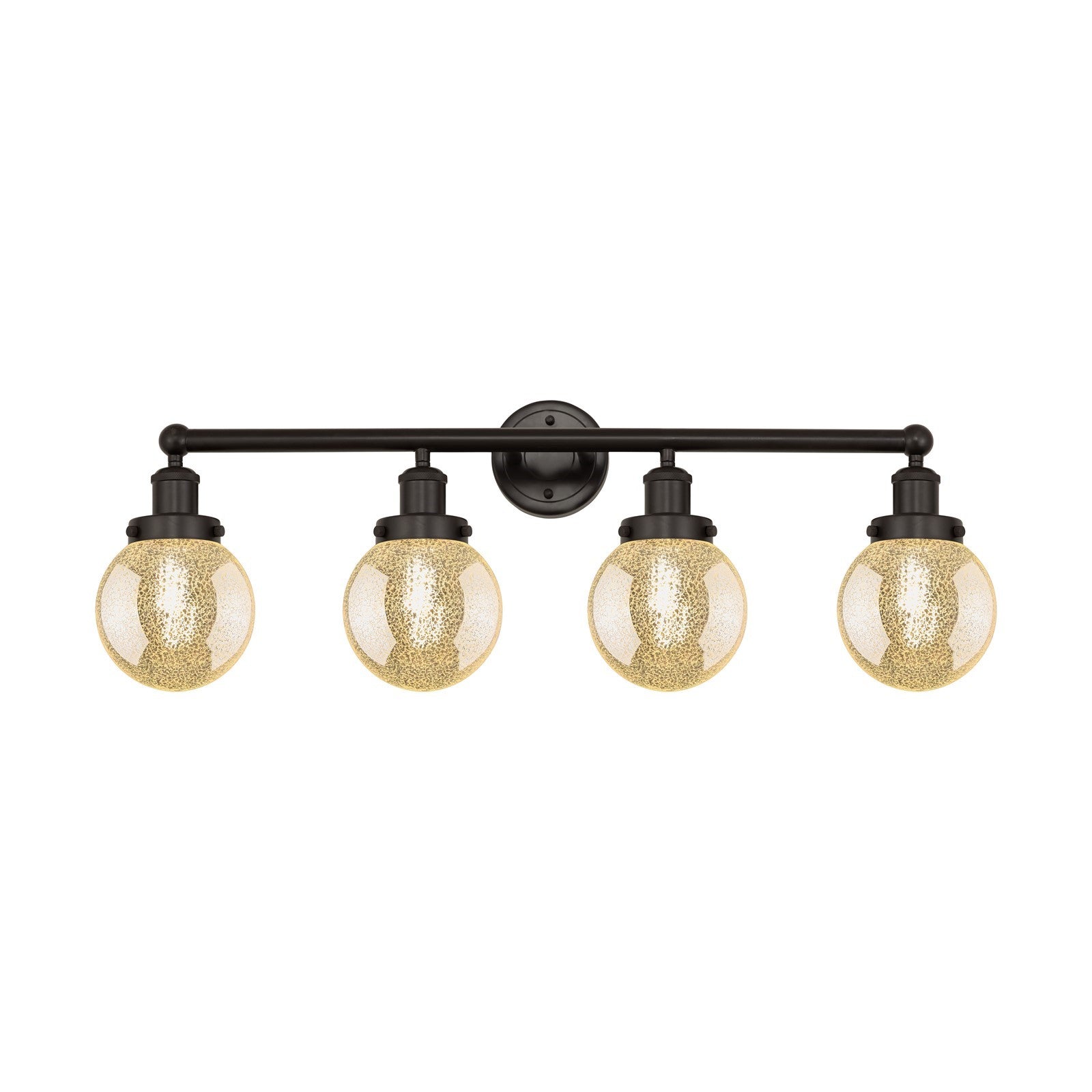 Innovations Beacon 33in 4-Light Bath Vanity Light | Industrial Oil Rubbed Bronze Steel and Mercury Glass | Bathroom Vanity & | Model 616-4W-OB-G208-6