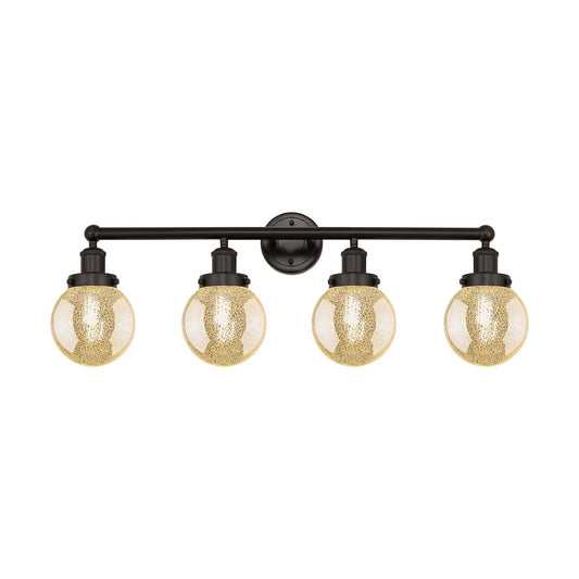 Innovations Beacon 33in 4-Light Bath Vanity Light | Industrial Oil Rubbed Bronze Steel and Mercury Glass | Bathroom Vanity & | Model 616-4W-OB-G208-6