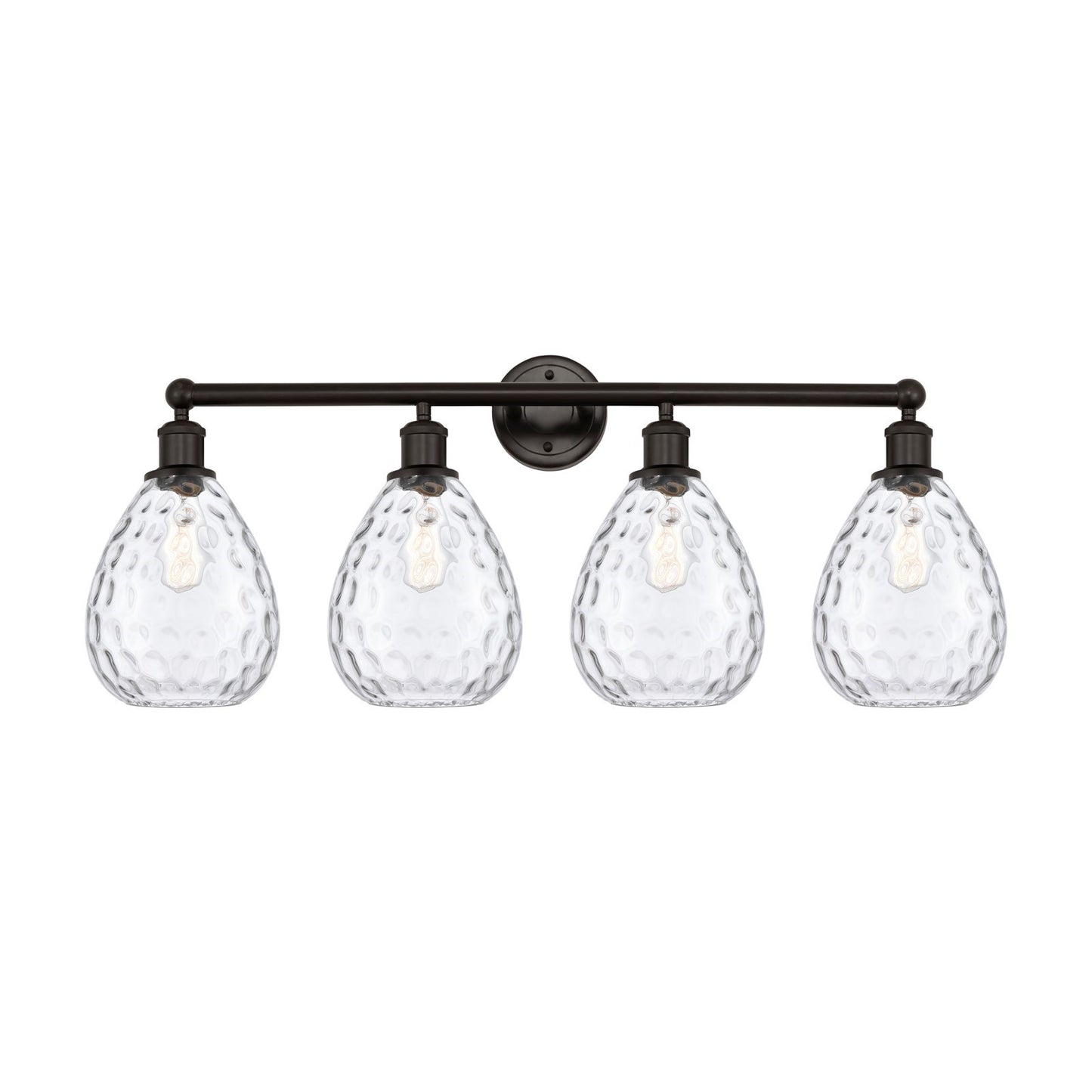 Innovations Waverly 35in 4-Light Bath Vanity Light | Industrial Oil Rubbed Bronze Steel and Clear Glass | Bathroom Vanity | 35 x | Model 616-4W-OB-G372