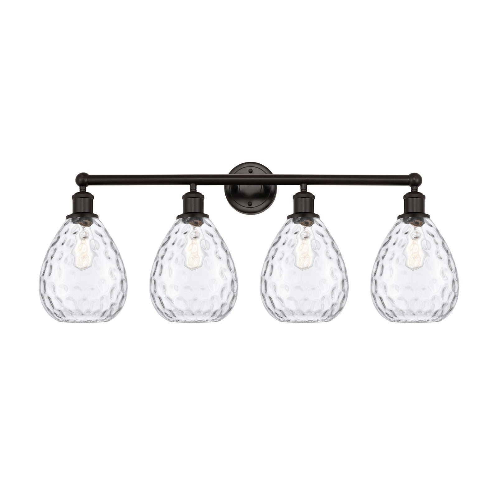 Innovations Waverly 35in 4-Light Bath Vanity Light | Industrial Oil Rubbed Bronze Steel and Clear Glass | Bathroom Vanity | 35 x | Model 616-4W-OB-G372