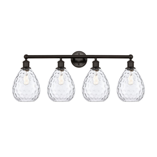Innovations Waverly 35in 4-Light Bath Vanity Light | Industrial Oil Rubbed Bronze Steel and Clear Glass | Bathroom Vanity | 35 x | Model 616-4W-OB-G372